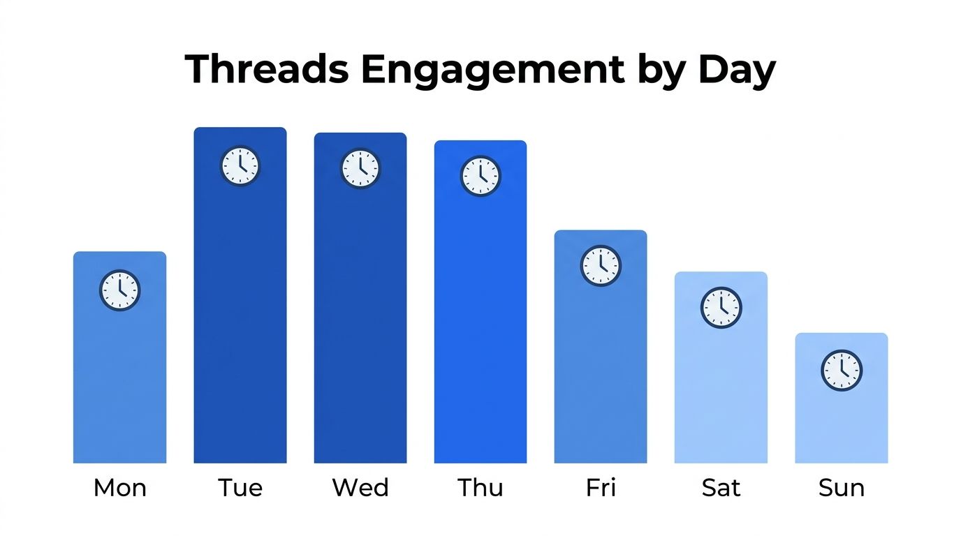 Bar chart showing Threads engagement by day of the week