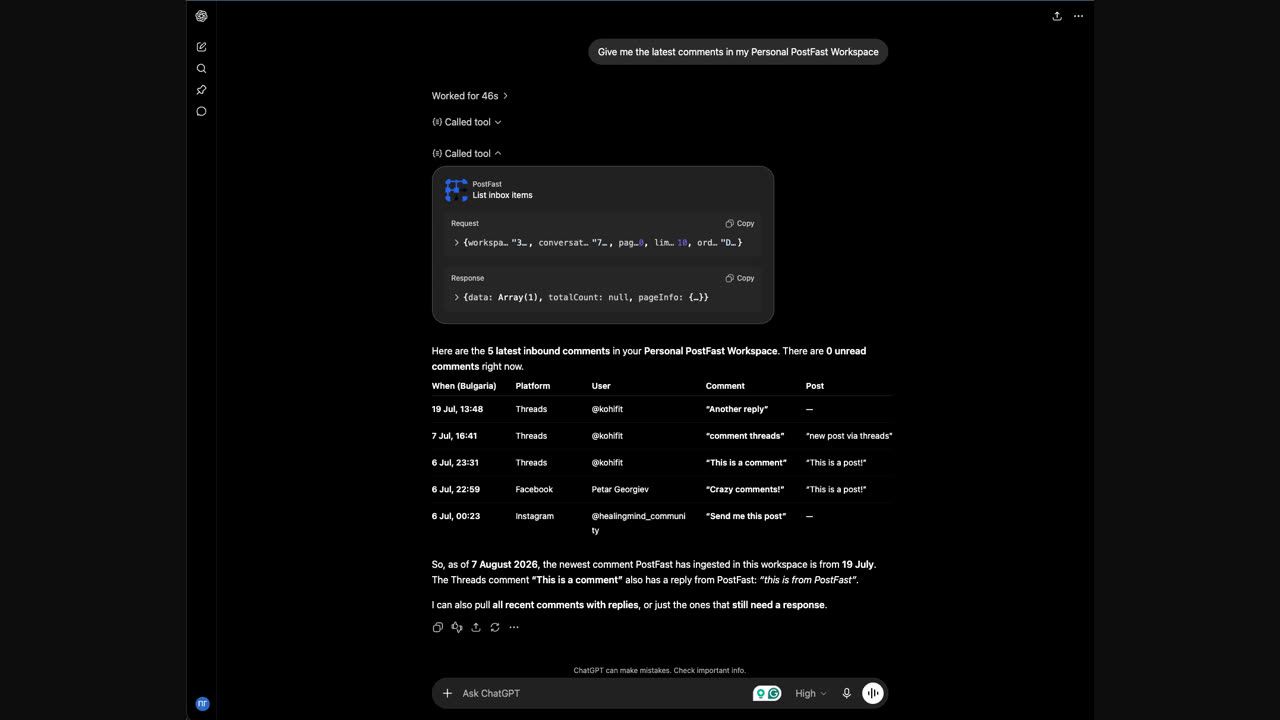 The AI-Operable Social Inbox: Let Claude or ChatGPT Answer Your Comments