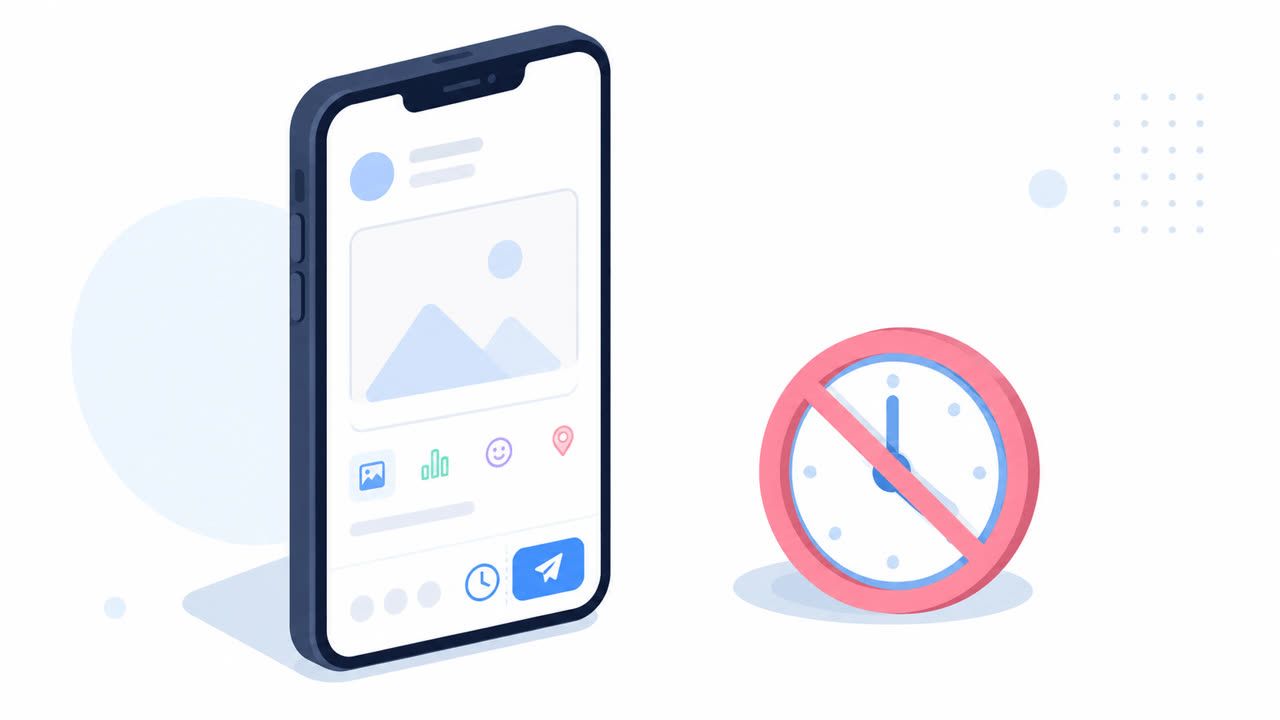 Bluesky's own composer publishes immediately: no scheduling option in the app