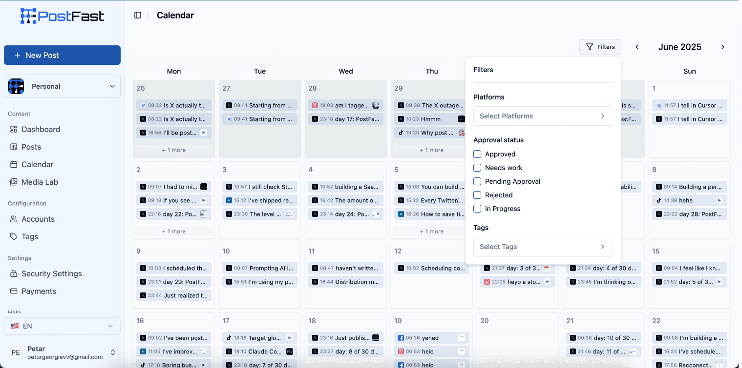PostFast Calendar