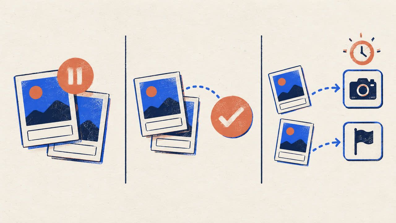ChatGPT prepares an Instagram post and a Facebook Page post through PostFast, both wait on hold, and they publish after the user approves