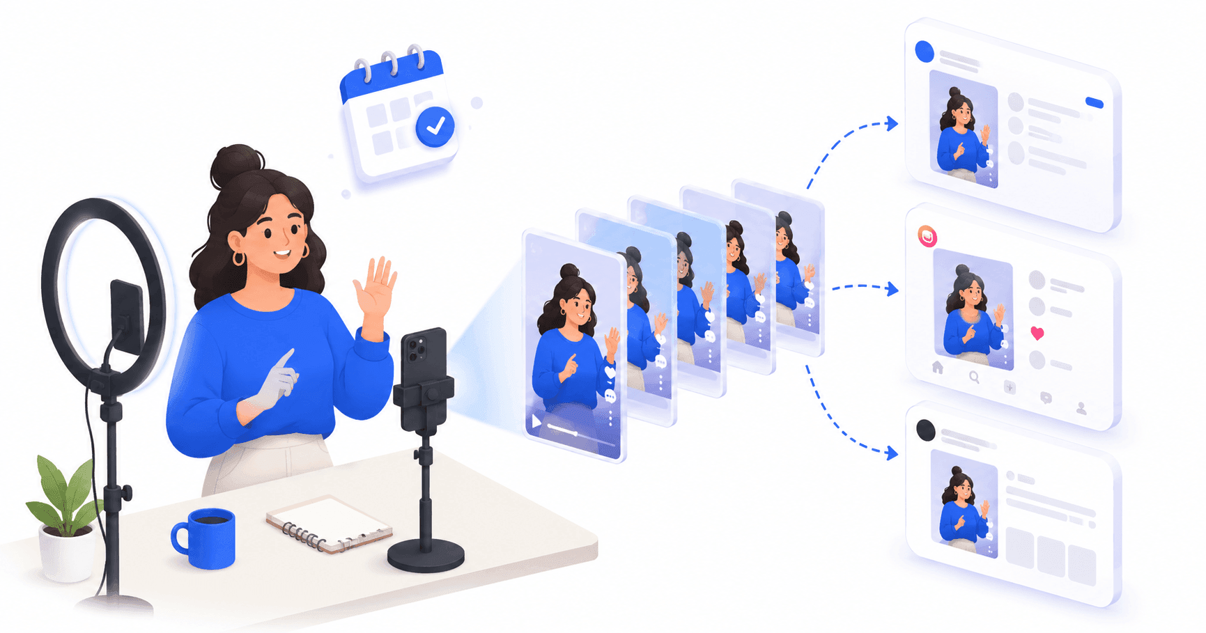 Content creator scheduling Reels, TikToks and Shorts in PostFast