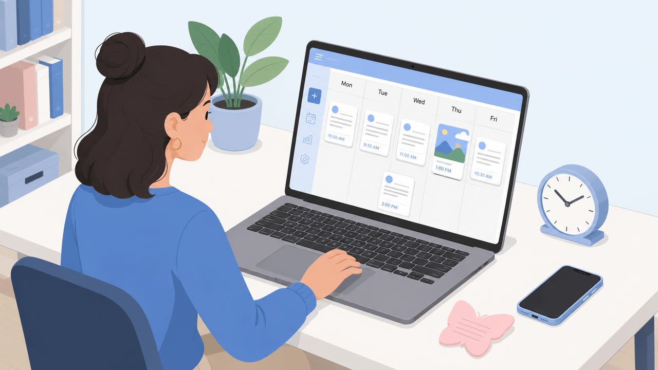Scheduling Bluesky posts from a laptop with a content calendar
