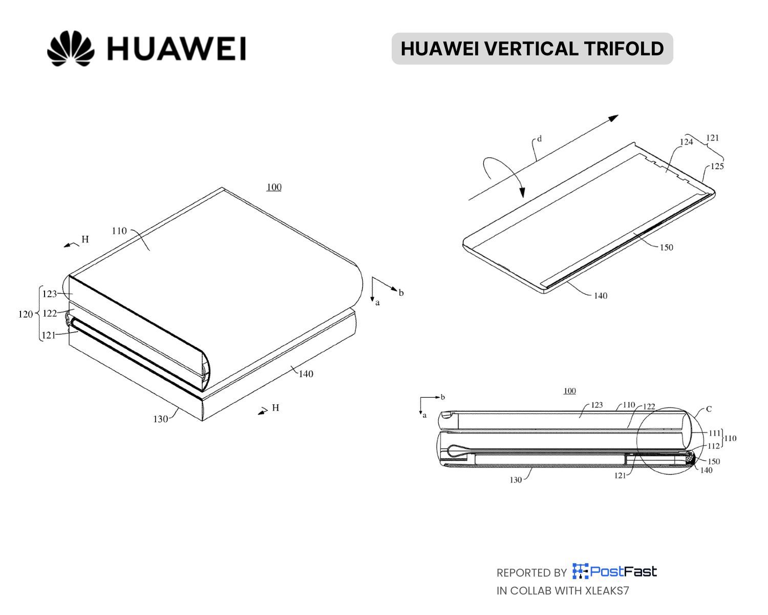 Huawei Mate X Trifold drawings