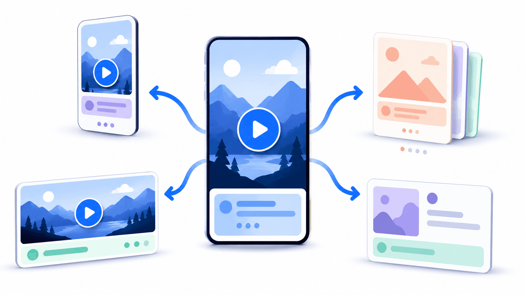 One video clip repurposed into TikTok, Instagram Reel and YouTube Short formats