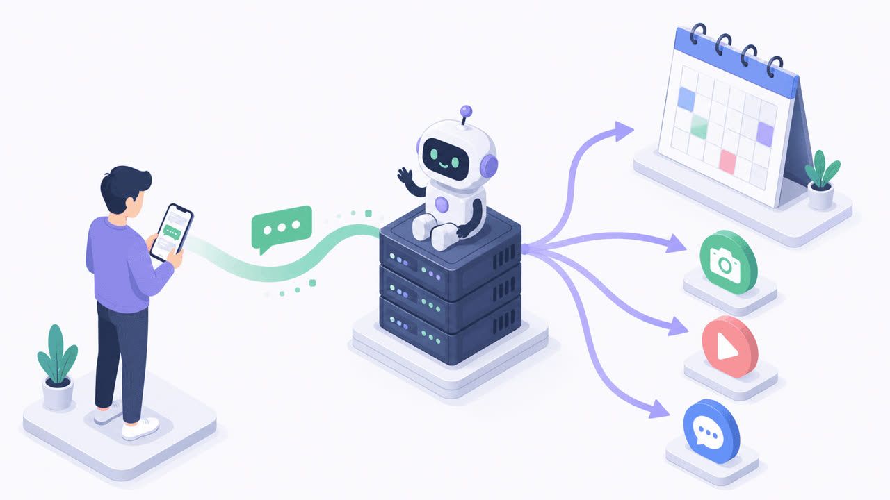 Scheduling social media posts from a chat message through an AI agent and PostFast